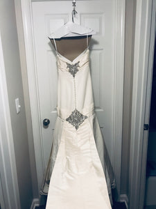 Priscilla of Boston 'Platinum Collection' size 4 used wedding dress back view on hanger