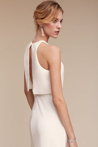 BHLDN 'Iva Crepe Maxi' size 0 used wedding dress side view on model