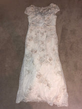 Load image into Gallery viewer, Melissa Sweet &#39;3D Cap Sleeve&#39; size 12 used wedding dress front view flat
