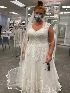 Davids Bridal '9WG3850IVYCHAM' wedding dress size-20W NEW