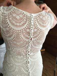 Allure Bridals 'Fern' size 12 used wedding dress back view close up
