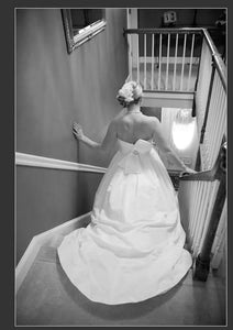 Amsale 'Lauren' size 6 new wedding dress back view on bride