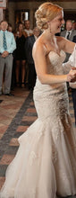 Load image into Gallery viewer, Essence of Australia &#39;Lace Trumpet&#39; size 10 used wedding dress side view on bride
