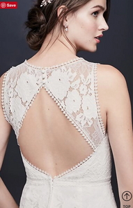 Galina 'WG3953 Illusion' size 14 new wedding dress back view close up