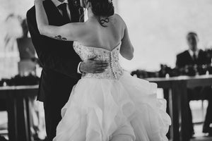 Justin Alexander '9750' size 8 used wedding dress back view on bride