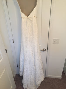 Demetrios '1443' size 4 used wedding dress back view on hanger