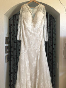 JUSTIN ALEXANDER 'lace long-sleeve dress' wedding dress size-20 PREOWNED
