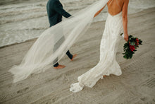 Load image into Gallery viewer, Rue De Seine &#39;Ferry Night&#39; size 8 used wedding dress back view on bride

