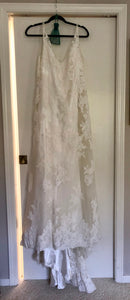 Maggie Sottero 'Trumpet Lace' size 14 sample wedding dress front view on hanger