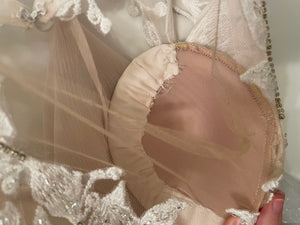 Galina Signature 'llusion Cap Sleeve Lace Appliqued Wedding Dress' wedding dress size-12 NEW