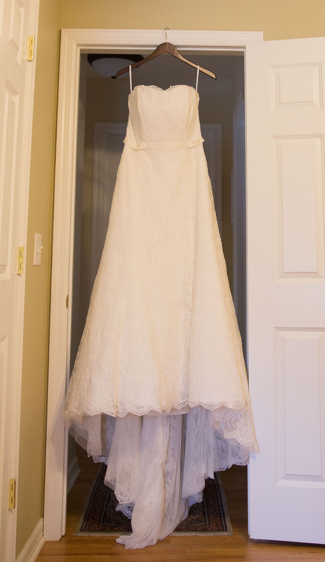 Wtoo 'Delphine' size 12 used wedding dress front view on hanger