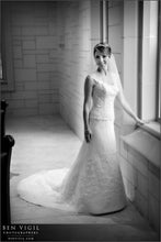Load image into Gallery viewer, Mon Cherie &#39;Blush Beaded&#39; size 2 used wedding dress front view on bride
