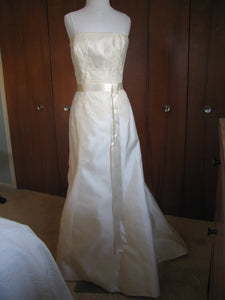 Christos Lace A-line Strapless Wedding Dress - Christos - Nearly Newlywed Bridal Boutique - 2