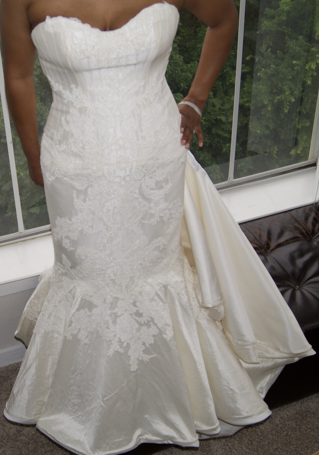 Matthew Christopher 'Poppy' size 8 sample wedding dress front view on bride