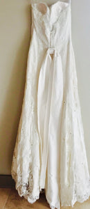 Modern Trousseau 'Beaded Dove' size 6 new wedding dress back view on hanger