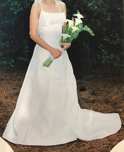 Wearkstatt 'Pleated' size 8 used wedding dress front view on bride