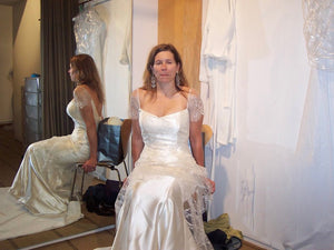 Vera Wang 'Juliet' size 4 used wedding dress front view on bride