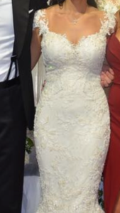 Galia Lahav 'Desiree' size 2 used wedding dress front view on bride
