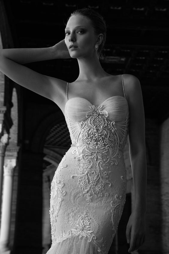 Alon Livne 'Gisele' size 8 used wedding dress front view on model