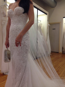 Berta '14-32' size 4 used wedding dress front view on bride