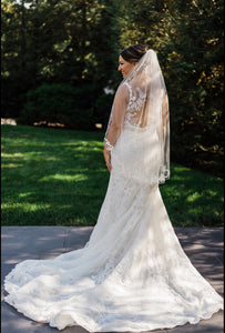 La Sposa 'Hacine' size 8 used wedding dress back view on bride