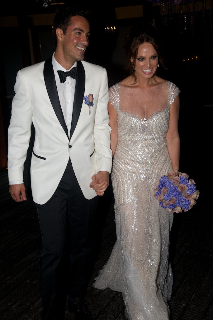 Manuel Mota Ventura Cap Sleeve Beaded Wedding Dress - Manuel Mota - Nearly Newlywed Bridal Boutique - 1