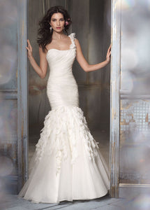 Jim Hjelm Chiffon & Crystal Shirred Gown - Jim Hjelm - Nearly Newlywed Bridal Boutique - 1