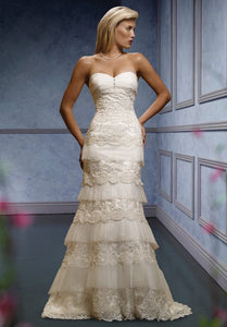 Mia Solano 'M424C' size 6 sample wedding dress front view on model