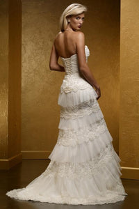 Mia Solano 'M424C' size 6 sample wedding dress side view on model