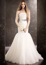 Vera Wang 'Fit and Flare' size 4 used wedding dress front view on model