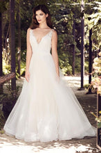 Load image into Gallery viewer, Paloma Blanca &#39;Deep V-Neckline&#39; size 6 used wedding dress front view on model
