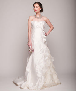 Junko Yoshioka Petal White & Ivory Silk Wedding Dress - Junko Yoshioka - Nearly Newlywed Bridal Boutique - 1