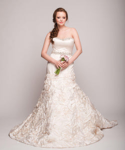 Eugenia 3499 Ivory Floral Satin Skirt Ball Gown - Eugenia - Nearly Newlywed Bridal Boutique - 1