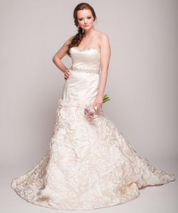 Eugenia 3499 Ivory Floral Satin Skirt Ball Gown - Eugenia - Nearly Newlywed Bridal Boutique - 2