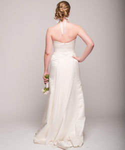 Eugenia Satin & Chiffon Painted Floral Wedding Dress - Eugenia - Nearly Newlywed Bridal Boutique - 3