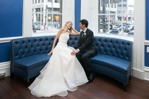 Ramona Keveza '5400' size 4 used wedding dress side view on bride