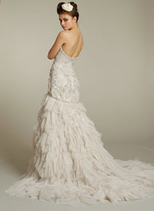 Lazaro Beaded & Embroidered Wedding Dress with Shredded Tulle - Lazaro - Nearly Newlywed Bridal Boutique - 3