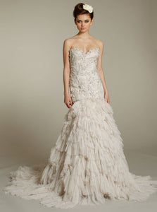 Lazaro Beaded & Embroidered Wedding Dress with Shredded Tulle - Lazaro - Nearly Newlywed Bridal Boutique - 1