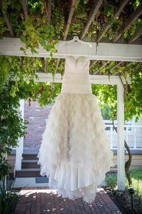 Kenneth Pool 'Fashionista' size 6 used wedding dress front view on hanger