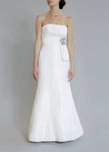 Amsale 'Aubrey' Strapless Silk Gown - Amsale - Nearly Newlywed Bridal Boutique - 5