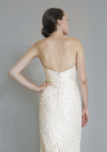 Elizabeth Fillmore 'Amelia' Ivory Silk & Burnout Lace Wedding Dress - Elizabeth Fillmore - Nearly Newlywed Bridal Boutique - 2