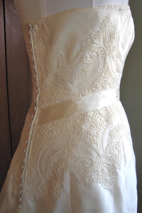 Christos Lace A-line Strapless Wedding Dress - Christos - Nearly Newlywed Bridal Boutique - 3