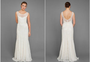 Elizabeth Dye 'Siren' size 10 new wedding dress front/back views on model