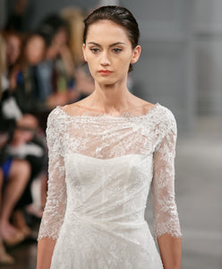 Monique Lhuillier 'Vignette' size 18 used wedding dress close up on model