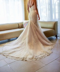 Madison James '215' size 4 used wedding dress back view on bride