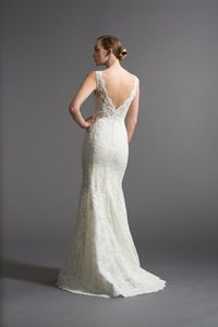 Watters 'Tomasina' size 8  used wedding dress back view on model