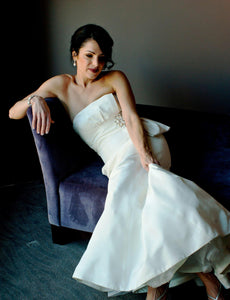 Amsale 'Aubrey' Strapless Silk Gown - Amsale - Nearly Newlywed Bridal Boutique - 2