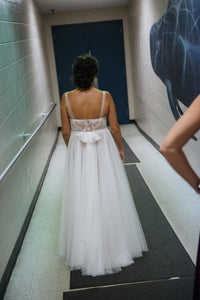 Watters 'Penelope' size 6 used wedding dress back view on bride