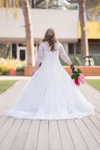 Sophia Tolli 'Y11637' size 16 used wedding dress back view on bride
