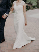 Load image into Gallery viewer, White 1 &#39;Silvia&#39; size 4 used wedding dress front view on bride
